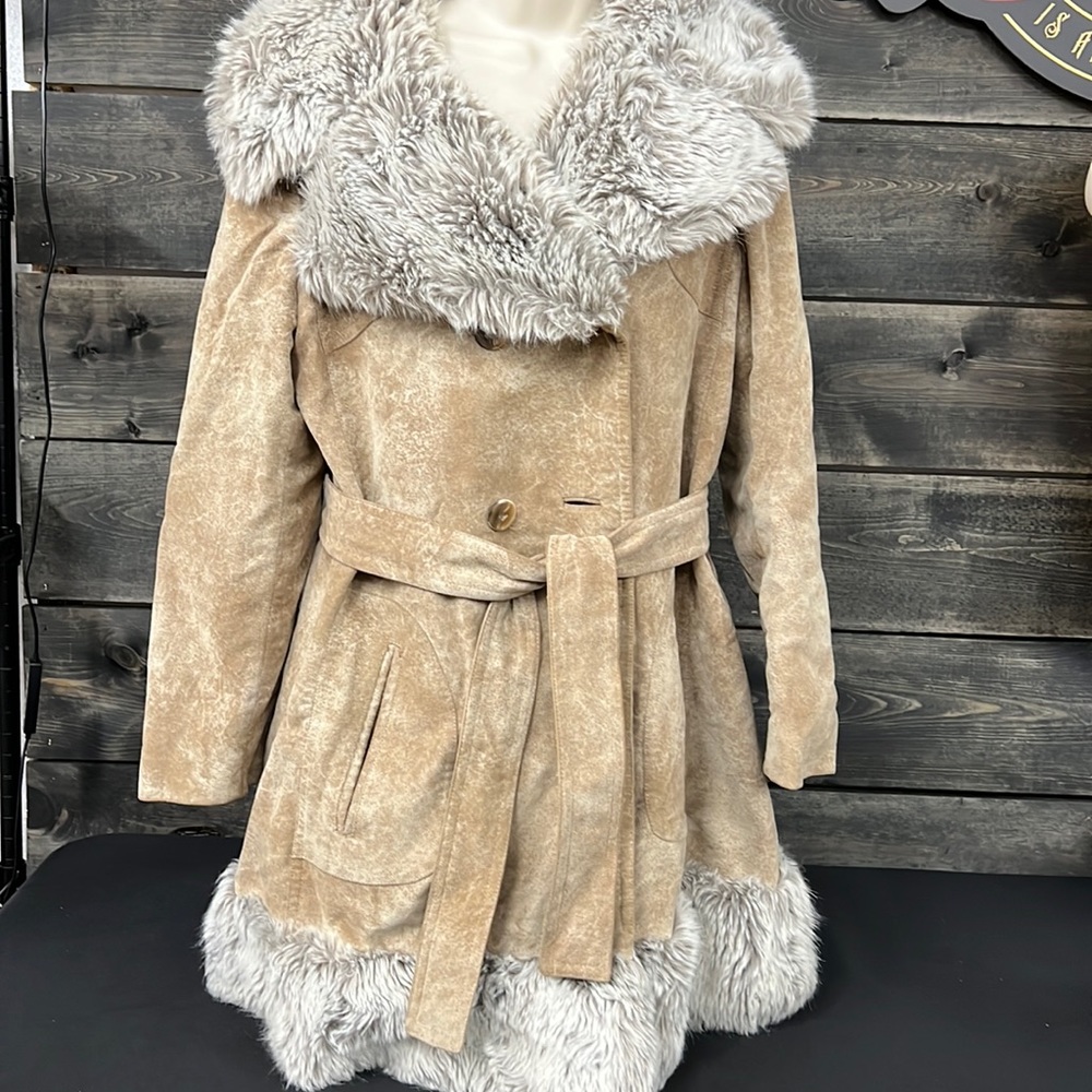 Juli de Roma Vintage Heek Suede Penny Lane Coat Size 16 Made in Holland